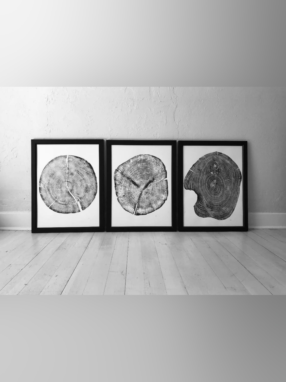 Eric Linton Framed Set of 3 Tree Ring Handmade
Woodcut Print